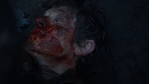 Ramsay beaten down by Jon Snow.