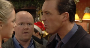 Phil confronts Steve for having a go at Mel in The Queen Vic (2000).
