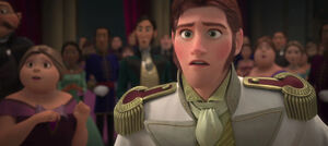 Hans' reaction seeing Elsa's ice powers.