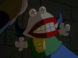 A demonic clown's hand-pupet