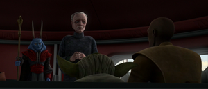 Palpatine tells Mace Windu and Yoda that his personal doctors have examined the "tumors" provided by Fives.