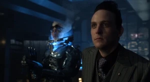 Oswald is about to order Fries to freeze Nygma once more