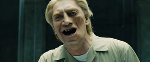 Silva's facial disfigurement caused by his cyanide capsule.