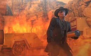 Skull Face witnesses the destruction of his base by Sahelanthropus.