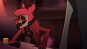 Alastor laughing at Vox.