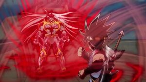 Hadlar emitting Dark Fire Energy in front of Dai.