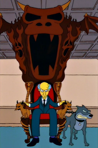 Mr. Burns sitting on his throne of evil.