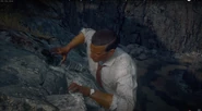 Richtofen climbs up from the ravine before nearly losing his grip.