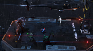 The Sinister Six move to attack Spider-Man.
