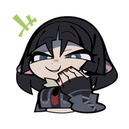 Jane Doe's official sticker: She's laughing mischievously.