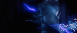 Skywalker's armor is damaged by the Emperor's lightning.