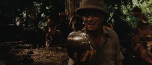 Belloq's evil laugh as he takes the idol for himself.