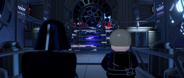 Luke Skywalker captured by Darth Vader in LEGO Star Wars The Force Awakens.