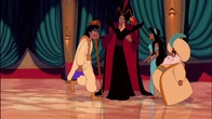 Jafar being approached by an angry Prince Ali.