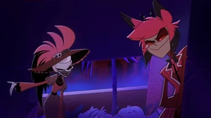 Rosie confronting Alastor for manipulating everyone to get out of his deal with her.