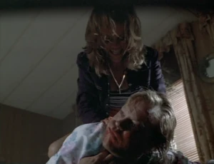 Bob being strangled to death with the cord to his artificial voicebox.