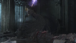 With Gwyndolin attached to him, Aldrich being the "tail" on the end.