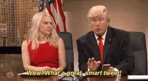 "Donald Trump" and "Kellyanne Conway" tweeting during the security briefing.