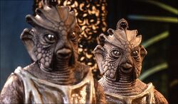 Two Silurians from Warriors of the Deep.
