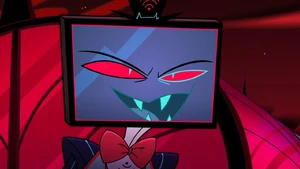 ”Murderer?” Vox sadistically revealing to Charlie that Angel Dust was a murderer before he died. A sin he never told Charlie or the others.