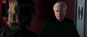 Palpatine confides in Anakin his fear, distrust, and contempt of the Jedi Masters.