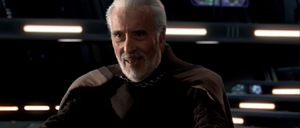 Count Dooku smiles during the duel and tells the two Jedi he's been looking forward to this.