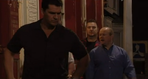 Phil evicts Dan out of The Queen Vic before kicking him out of his house (2000).
