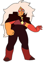 Jasper with her dark maroon cloak.