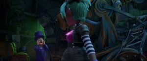 Mayor Humdinger becoming excited when he sees Victoria having the power crystals and seeing Skye captured (who is shown to have a grudge on him for for his actions when he was the mayor of Adventure City and indirectly nearly getting Ryder killed in PAW Patrol: The Movie).