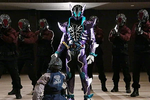 Rogue storming the Hokuto Government building with a squad of Seito Guardians.