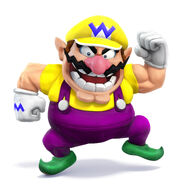 Wario in his classic outfit in Smash brothers 4