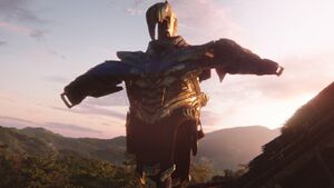 Thanos' armor on a scarecrow.