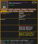 Character sheet of a goblin snatcher. (premium version)