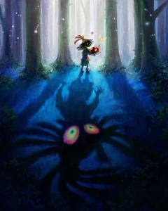 The Skull Kid holding Majora's Mask.
