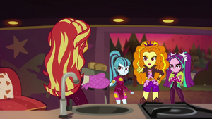 "Don't even think about eating our toast, Sunset Shimmer!"