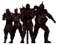 The Knight with his Faithful Three