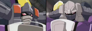 Sideways's Autobot and Decepticon heads.