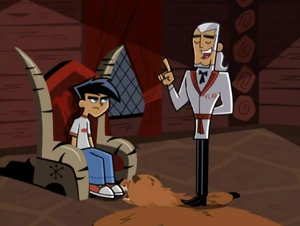 (Maddie: You'll never believe it. We were on our way to this symposium, and our pilot forced us out of the plane right over your house!) (Danny: Yeah, it's almost like it's some sort of villainous plot. What an incredibly well-planned coincidence.) "That would be an oxymoron, dear boy. Oh and speaking of morons, how's your old man?"