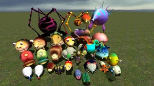 The enemies of Pikmin 2 in Garry's Mod.