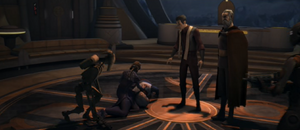 Dooku smiles at this turn of events while Padmé and Clovis mourn Lawise.