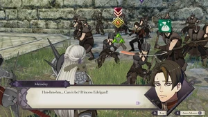 Metodey facing Edelgard in Cindered Shadows.