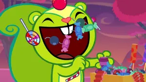 Nutty eat Cuddles and Toothy's firecrackers by confused candies.