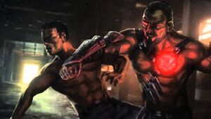 Kano training his son in Mortal Kombat X.
