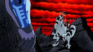 Nega Beast Boy as a Utahraptor.