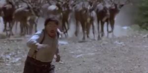 Leland being chased by the caribou he imprisoned