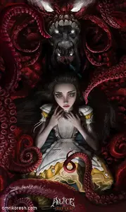 Alice tentacled by Queen of Hearts (Alice: Asylum concept art)