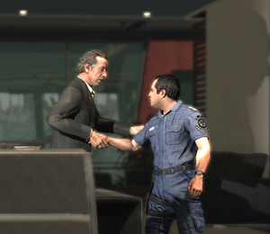 Becker and Rodrigo shaking hands.
