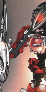 Icarax holding his Rotating Shadow Blades.