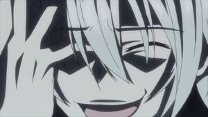 Westcott laughs as he finally realizes everything is going as Phantom/Mio Takamiya planned.