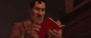 Ernesto looking into Héctor's song book.